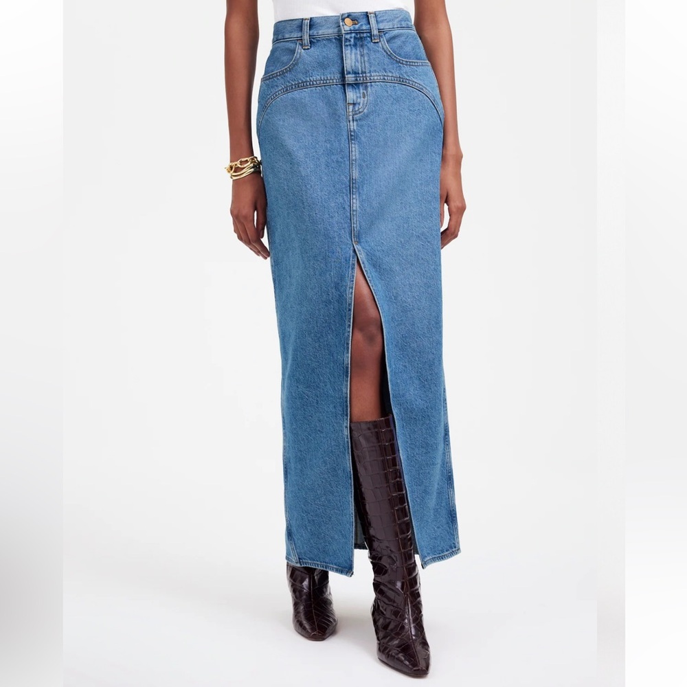 Madewell Denim Western Maxi Skirt in Emario Wash